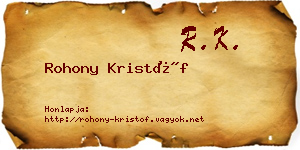 Rohony Kristóf névjegykártya